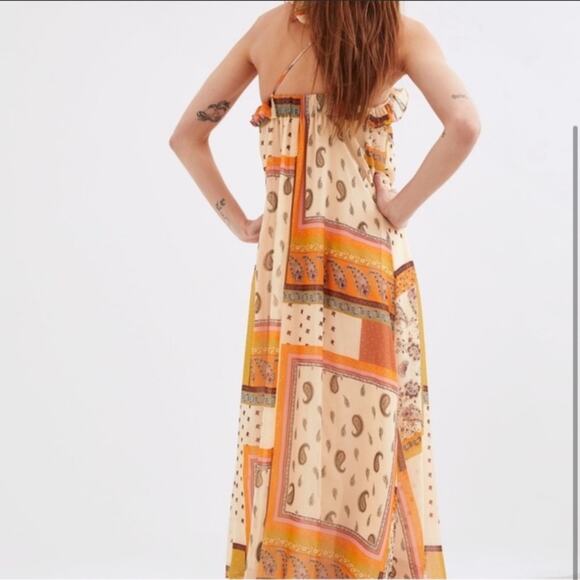 NWT Zara paisley mixed print ruffle maxi dress - Picture 7 of 10